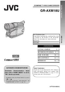 JVC GR AXM 18 U manual. Camera Instructions.